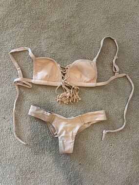 Montce Swim front tie fringe bikini